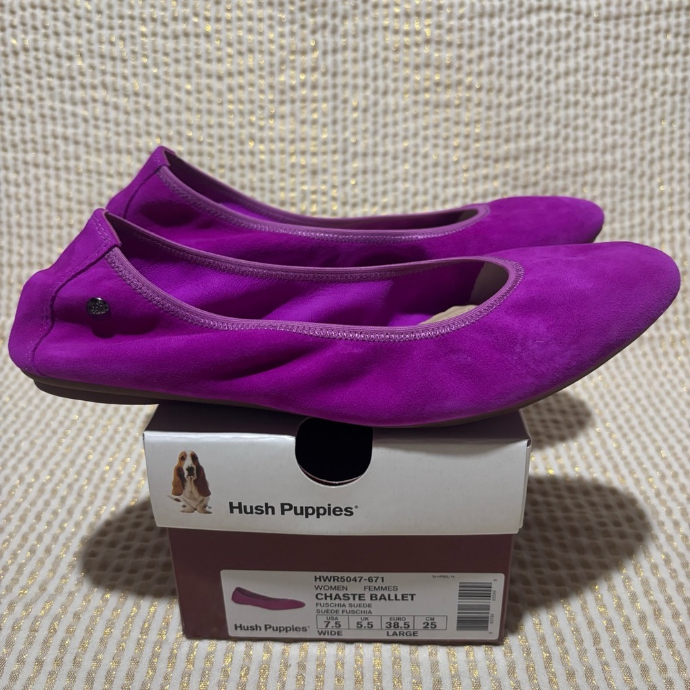 Hush Puppies Chaste Ballet Flat Fuchsia Suede Size 7.5 Wide - Picture 4 of 7